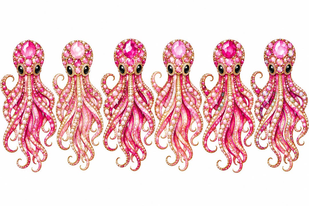 Pink Octopus Decoupage Sheet | Glamorous Coastal Sea Life Craft Paper ...