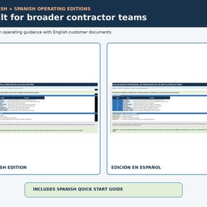 Peut inclure: Un outil de feuille de calcul numérique pour les devis d'installation de revêtements de sol comprenant deux versions : une édition anglaise intitulée Flooring Installation Quote Calculator Pro et une édition espagnole intitulée Calculadora Profesional de Presupuesto de Instalación de Pisos.