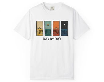 Camiseta minimalista con paneles de sol y luna "Día a día" / camiseta gráfica de naturaleza