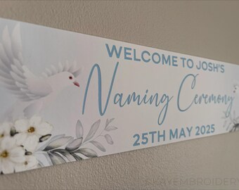 Personalised Naming Ceremony Doves and Flowers Small or Large Paper Banner Christening Baptism Confirmation 1st Holy Communion