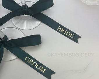Ribbon Name Place Setting 15mm Satin Ribbon Foiled and Personalised with Name Wedding, Dinner, Party