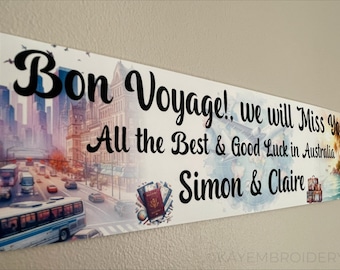 Personalised Travel theme Bon Voyage Leaving Small or Large paper wall Banner
