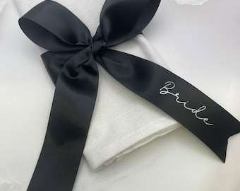 Ribbon Name Place Setting 38mm Satin Ribbon Foiled and Personalised with Name Wedding, Dinner, Party