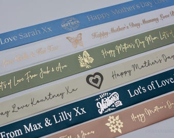Personalized 25mm Satin Ribbon, Custom Foil Text, Gift Wrap, Weddings, Birthday, Branding