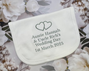 Personalised Embroidered Double Hearts Wedding Day Baby bib
