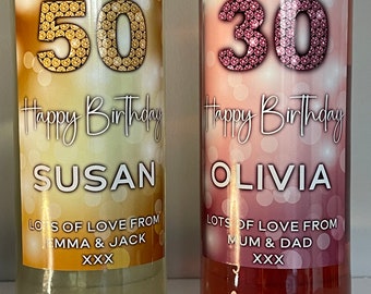 Personalised Birthday Age Wine Bottle label, any age different colours available