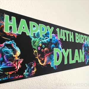 Gaming Gamer theme Personalised Birthday Party Large or Small paper wall Banner any age