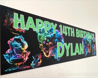 Gaming Gamer theme Personalised Birthday Party Large or Small paper wall Banner any age