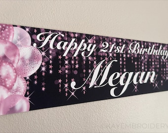 Personalised Birthday Any Age Banner, Stars and Balloons theme Birthday Party Large or Small paper wall Banner
