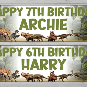 Personalised Birthday Dinosaurs Jurassic theme Birthday Party Large or Small paper wall Banner any age