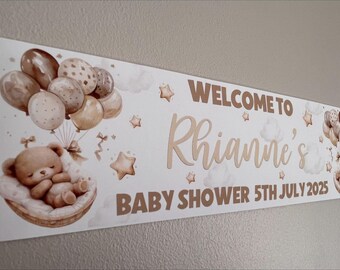 Baby Shower or Gender Reveal Sleeping Bear Personalised Party Celebration Banner