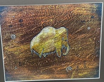 Mammoth Totem 1  -- matted print -- original painting photo print