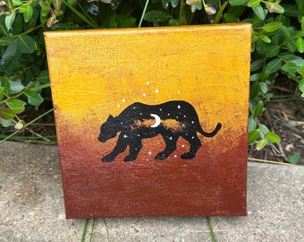 Panther Totem  -- original painting --  pagan primitive goddess totem neolithic cave art