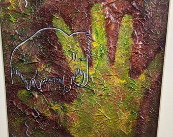 Mammoth Totem 2  -- matted print -- original painting photo print