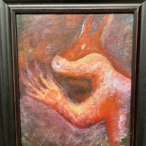 Spirit Guide Deer -- original painting framed --  pagan primitive goddess totem neolithic cave art
