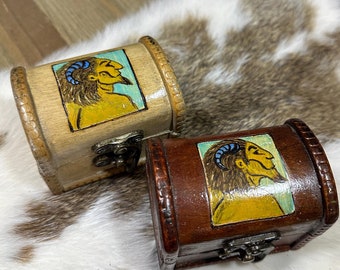 Handmade Pan/Satyr Wooden Box: Pagan Altar Decor
