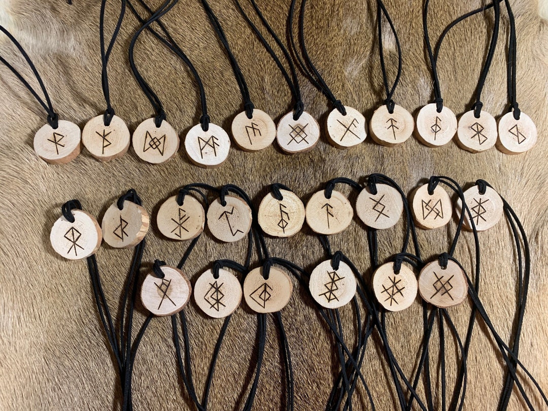 Birch Wood Rune Amulet Necklace – Elder Futhark, Pagan - Etsy