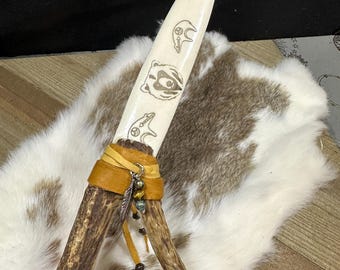 Natural Athame- - handmade - all natural antler bone wood leather - wicca witchcraft pagan magic