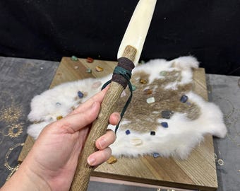 Handmade Buffalo bone Athame: Yaupon Holly Wood Handle