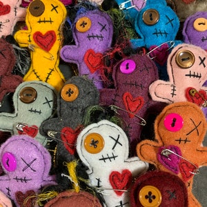 Voodoo Doll Buddies - handmade hand-stitched -  Plush plushie stuffed toy - gift fun original