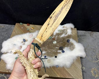 Natural Athame- - handmade - all natural antler wood leather - wicca witchcraft pagan magic