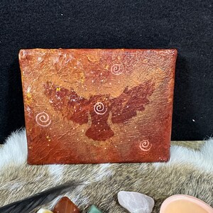 Owl Totem  -- original painting --  pagan primitive goddess totem neolithic cave art