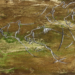 Höhlen Löwe Acrylgemälde: Neolithische Kunst (22x30)