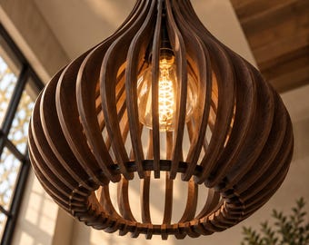 Wood Pendant Light, Wooden Pendant Light, Wood Chandelier, Kitchen Island Light, Scandinavian Lamp, Japandi Lighting, Rustic Pendant