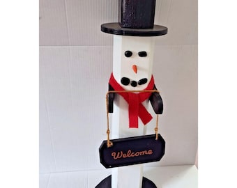 Handgefertigtes Schneemann-Schild aus Holz, rustikale Weihnachtsdekoration für Veranda, 63,5 cm (25 Zoll), schwer