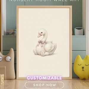 Vintage Swan Wall Art Print – Neutral Nursery Decor | Little Ones Collection image 1