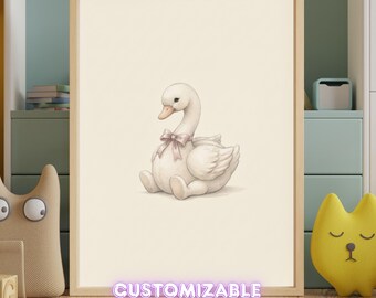 Vintage Swan Wall Art Print – Neutral Nursery Decor | Little Ones Collection