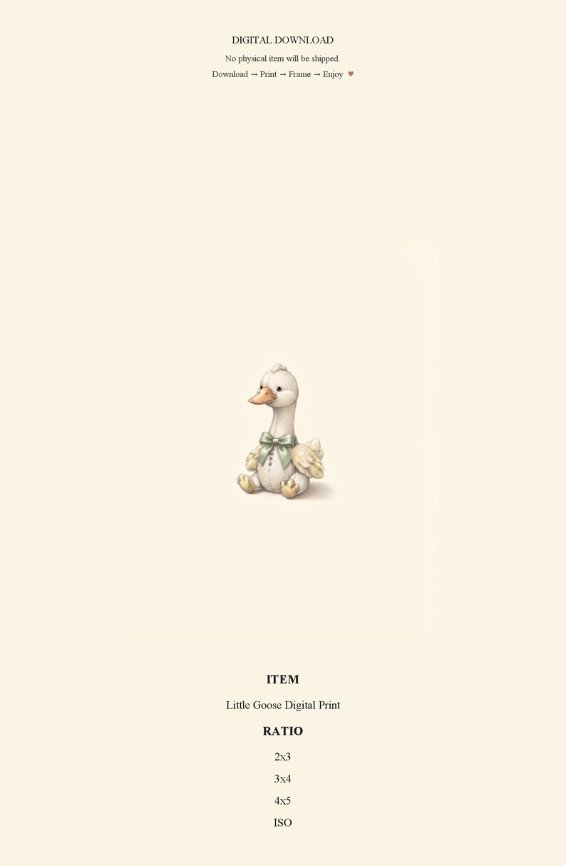 Vintage Goose Wall Art Print – Cozy Nursery Decor | Farm Friends Collection image 3