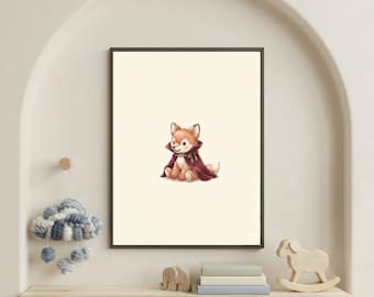 Vintage Vampire Fox Wall Art Print – Cozy Halloween Nursery Decor | A Little Bit Spooky Collection