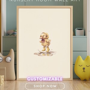 Vintage Autumn Duck Wall Art Print – Cozy Fall Nursery Decor | Sweater Weather Friends Collection image 1