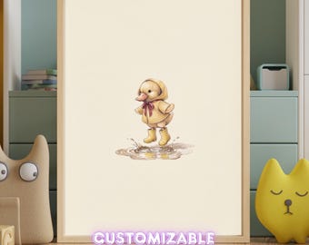 Vintage Autumn Duck Wall Art Print – Cozy Fall Nursery Decor | Sweater Weather Friends Collection