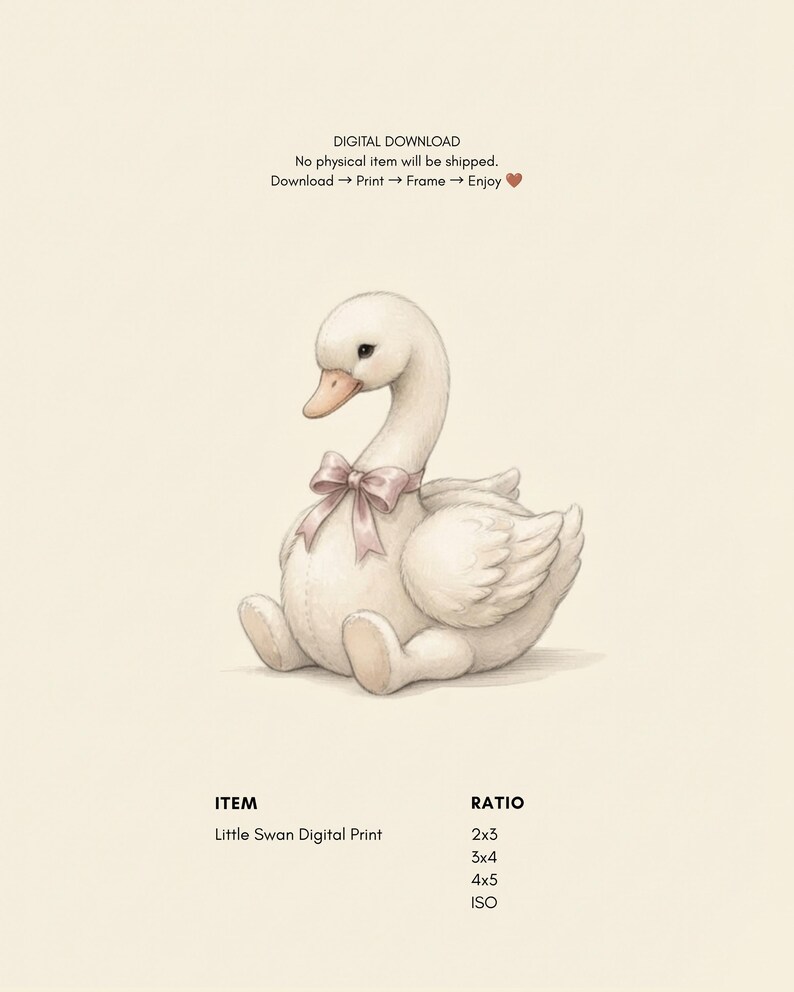 Vintage Swan Wall Art Print – Neutral Nursery Decor | Little Ones Collection image 4