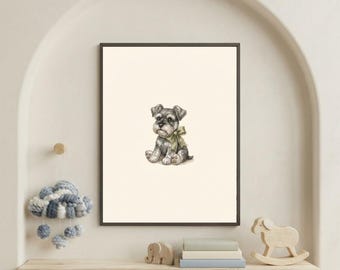 Vintage Schnauzer Wall Art Print – Cozy Nursery Decor | Little Dogs Collection