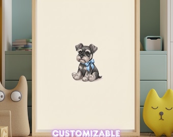 Vintage Mini Schnauzer Wall Art Print