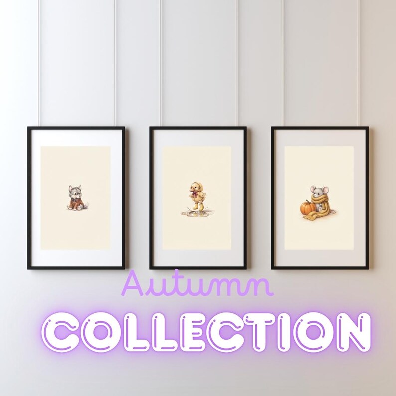 Vintage Autumn Duck Wall Art Print – Cozy Fall Nursery Decor | Sweater Weather Friends Collection image 3