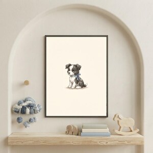Vintage Border Collie Wall Art Print – Cozy Nursery Decor | Little Dogs Collection image 3