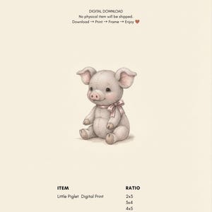 Vintage Baby Piglet Wall Art Print – Neutral Nursery Decor | Farm Friends Collection bild 2