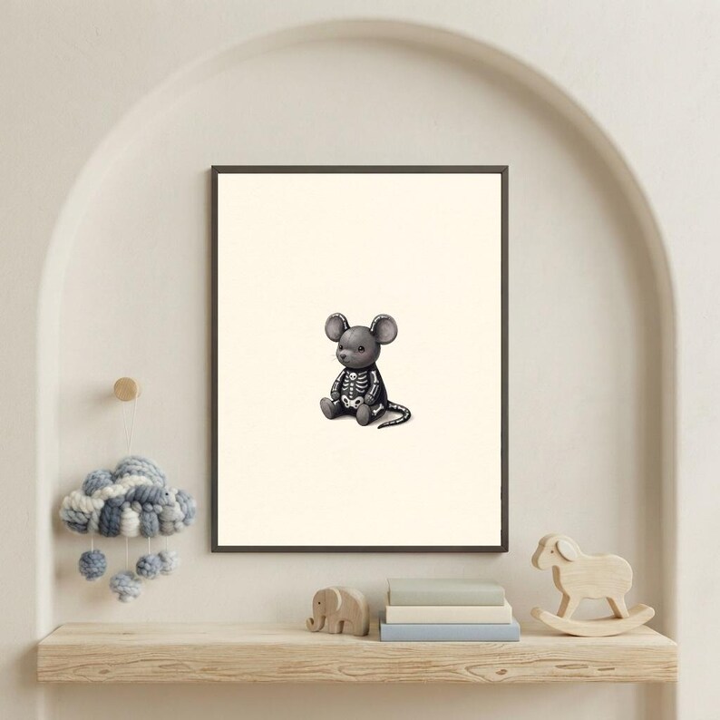 Vintage Spooky Mouse Wall Art Print – Cozy Halloween Nursery Decor | A Little Bit Spooky Collection bild 2