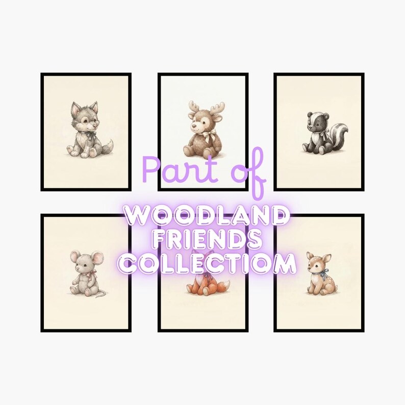 Vintage Skunk Wall Art Print – Neutral Nursery Decor | Woodland Animal Art image 3