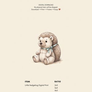 Vintage Hedgehog Wall Art Print – Neutral Nursery Decor | Little Ones Collection 画像 2
