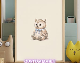 Vintage Owl Wall Art Print – Neutral Nursery Decor | Little Ones Collection