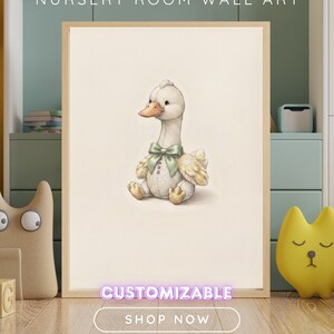 Vintage Goose Wall Art Print – Cozy Nursery Decor | Farm Friends Collection image 2