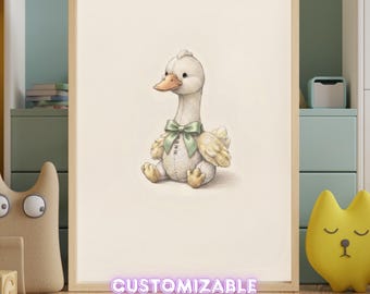 Vintage Baby Goose Wall Art Print