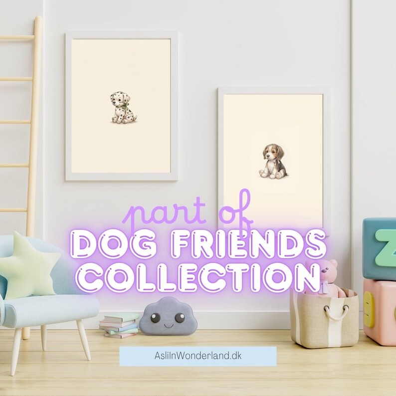Vintage Beagle Nursery Art Print | Neutral Animal Decor | Digital Download imagen 3