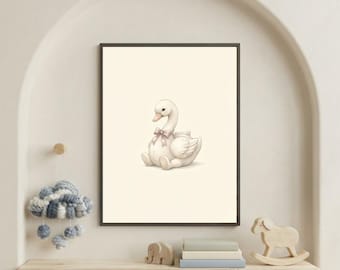 Vintage Swan Wall Art Print – Cozy Nursery Decor | Little Ones Collection