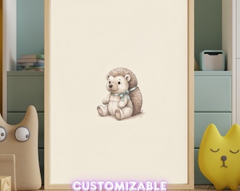 Vintage Hedgehog Wall Art Print – Neutral Nursery Decor | Little Ones Collection